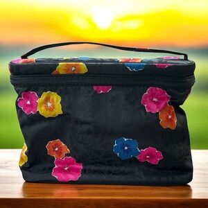 Christian Dior Floral Cosmetic Bag – Vintage Designer Travel Case Bright & Bold